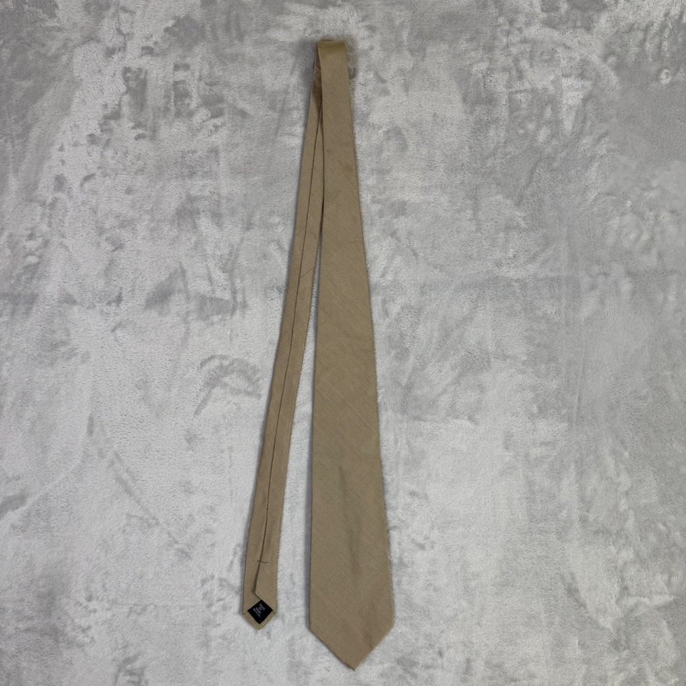 Polo Ralph Lauren Necktie Mens OS Tan Silk Cotton Ribbed Made in USA